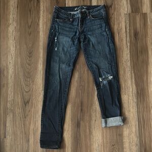 American Eagle Outfitters Blue Jeggings with Distressed Details